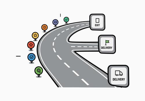 Roadmap to Success Navigating Your Business Journey and Delivery vector