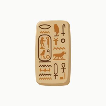 Ancient Egyptian hieroglyphics on a rectangular stone tablet vector