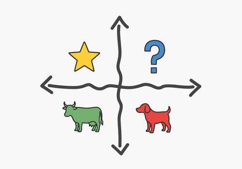 Conceptual Quadrant Chart with Animal and Question Mark Icons vector