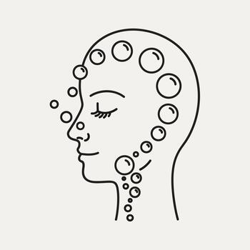 Abstract profile with bubbles representing thoughts and ideas vector