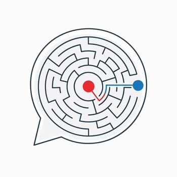 circular laberinto con un camino desde el comienzo a el final solución vector