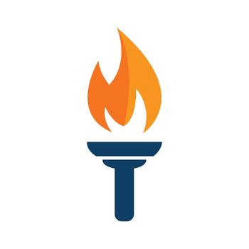Iconic torch with flame representing inspiration, knowledge, and achievement, symbolizing progress and enlightenment vector