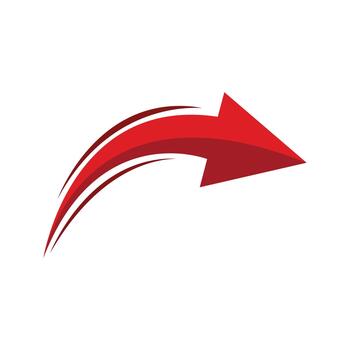 Dynamic red arrow sign representing forward movement and direction. A sleek graphic symbol illustrating progress, navigation, and growth with a modern, clean design vector