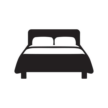 Clean line of a comfy bed with pillows and duvet, signifying rest and a peaceful bedroom, ideal for web design or print, and compatible as a Window.eps asset vector