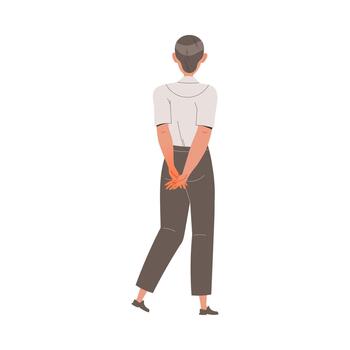 Back View of Standing Man with Hands Behind Looking at Something Illustration vector