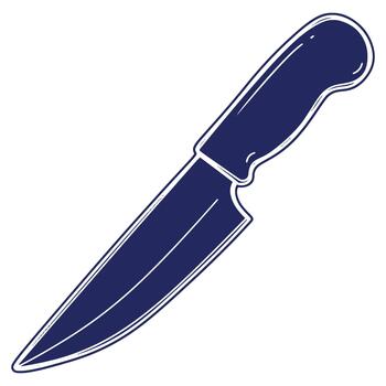 Sharp Kitchen Knife Illustration for Culinary and Design Projects with a Navy Blue Color Scheme and Clean Lines on White Background vector