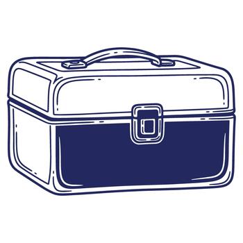 Blue and white container with handle suitable for storing tools or belongings icon isolated illustration for graphic design needs vector