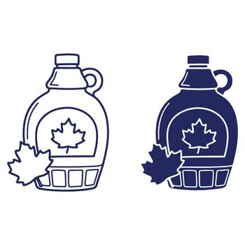 Stylized Maple Syrup Bottles Illustration for Product Mockups and Design Projects vector