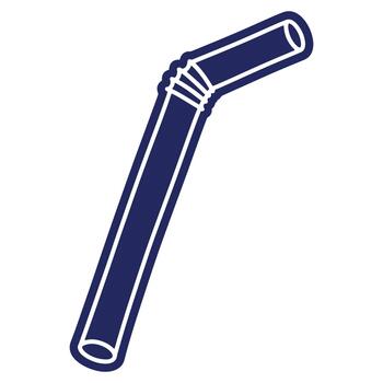 Illustration of a blue bendy drinking straw representing a common single use plastic item for drinks consumption and convenience on white background vector