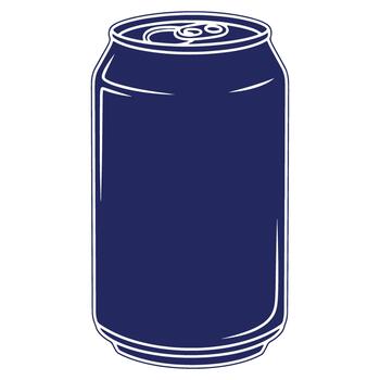 Isolated minimalist style soda can illustration in blue and white perfect for design assets and graphic projects representing beverages vector