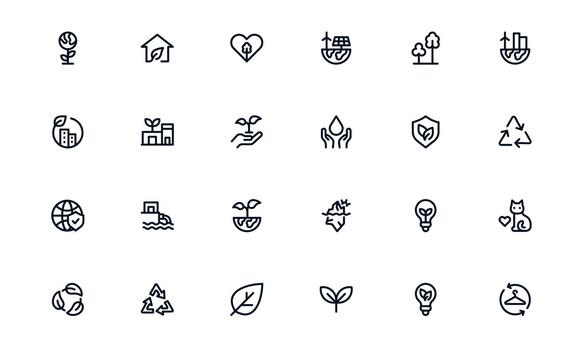 Dynamic Nature and Environment Icon Collection mapping Green Energy, Nature Monitoring, and Environmental Platforms vector