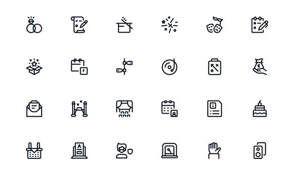 Modern Event Planning Icon Collection presenting Planning Dashboards, Event Apps, and Scheduling Tools vector