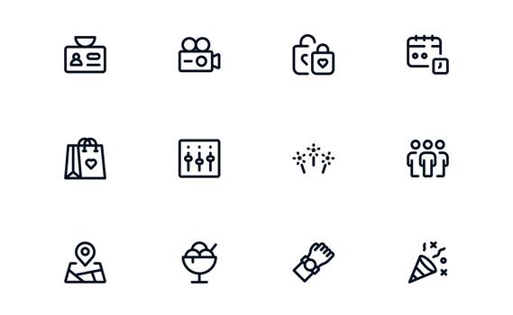 innovador evento planificación icono paquete demostrando evento Planificación herramientas, organizador aplicaciones, y planificación plataformas vector