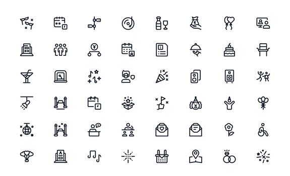 Professional Event Planning Icon Collection presenting Event Organizer Apps, Scheduling Dashboards, and Planning Tools vector