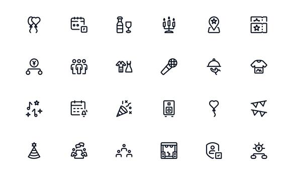 Modern Event Planning Icon Collection highlighting Event Scheduling, Venue Management, and Planning Tools vector