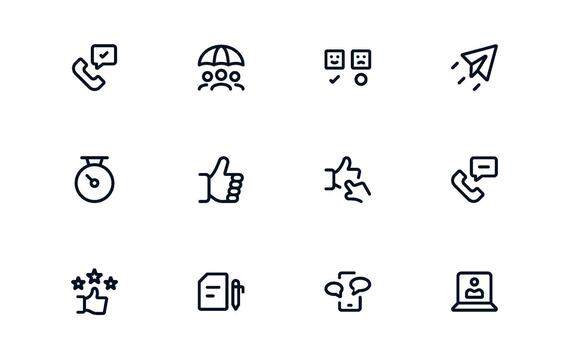 Innovative Customer Support Service Icon Pack demonstrating Call Center Dashboards, Ticketing Systems, and Service Apps vector