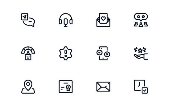 Stylish Customer Support Service Icon Library exploring Customer Interaction, Support Apps, and Ticket Management Tools vector