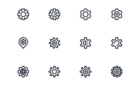 Elegant Settings and Maintenance Icon Bundle demonstrating Configuration Tools, System Apps, and Maintenance Interfaces vector