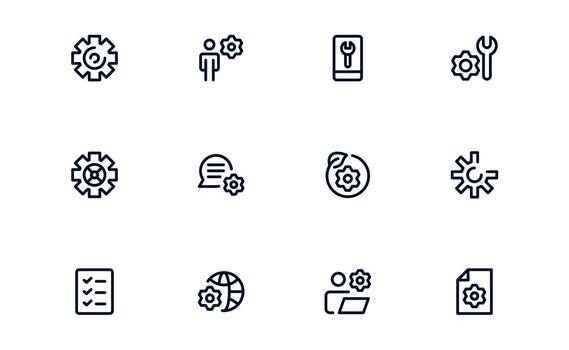 elegante ajustes y mantenimiento icono biblioteca explorador mantenimiento plataformas, sistema herramientas, y configuración interfaces vector
