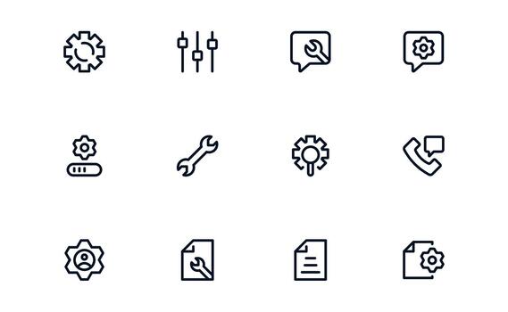 Creative Settings and Maintenance Icon Bundle creating Configuration Apps, Control Panels, and Maintenance Systems vector