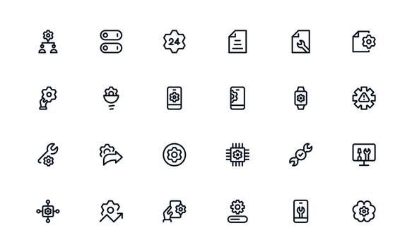 Modern Settings and Maintenance Icon Collection highlighting System Tools, Configuration Apps, and Control Panels vector