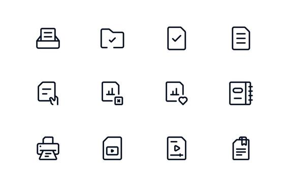 profesional documento Procesando y flujo de trabajo administración icono colección presentación oficina automatización, flujo de trabajo herramientas, y tarea aplicaciones vector
