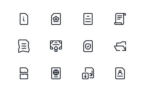 Innovative Document Processing and Workflow Management Icon Pack demonstrating Task Planning, Document Tools, and Productivity Systems vector