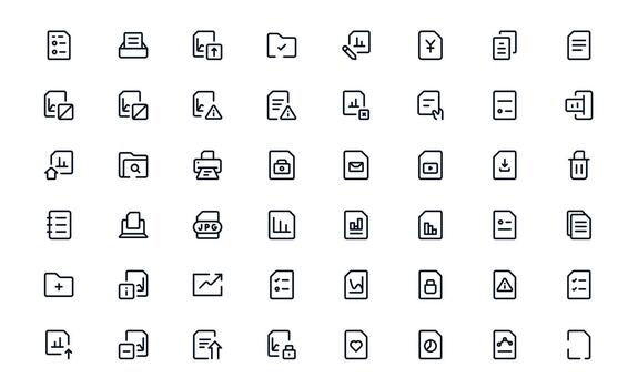 Clean Document Processing and Workflow Management Icon Bundle guiding Document Management, Workflow Systems, and Office Tools vector
