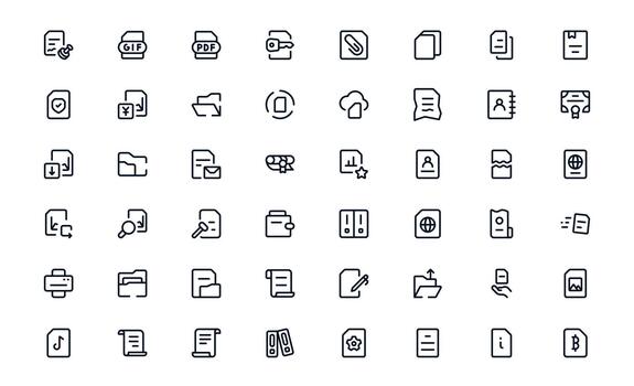 Sleek Document Processing and Workflow Management Icon Pack displaying Productivity Apps, Workflow Interfaces, and Office Systems vector