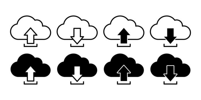 subir descargar negro icono haz para datos transferir y archivo compartiendo concepto vector