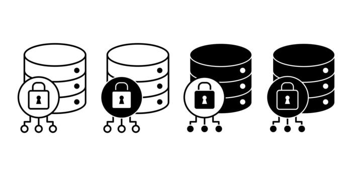 Data Encryption Black Icon Bundle for Secure Online Privacy and Information Protection vector