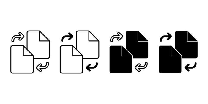 File Sharing Black Icon Bundle for Online Collaboration and Data Transfer System vector