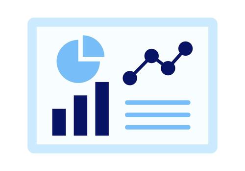 Data Report with Graph Flat Colored Illustration for Analytics, Statistics, and Business Performance vector