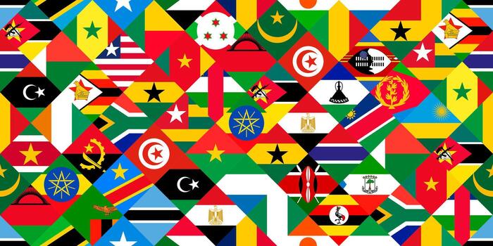 African flags in a colorful pattern vector