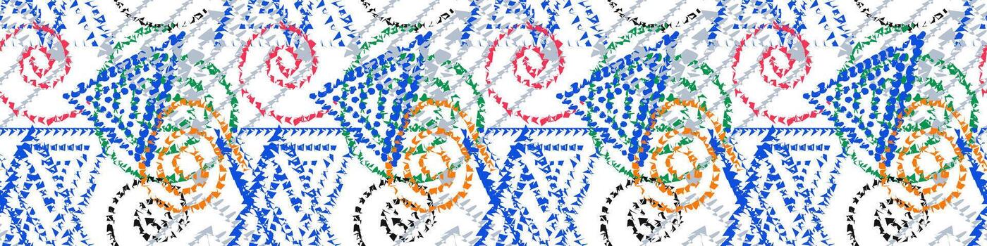 Grunge Dotted and Triangle Horizontal Background. wallpaper textile. Vibrant Abstract Border Design with Scribble Texture. Childish and Playful Abstract Banner Element. Abstract Scribble Texture vector