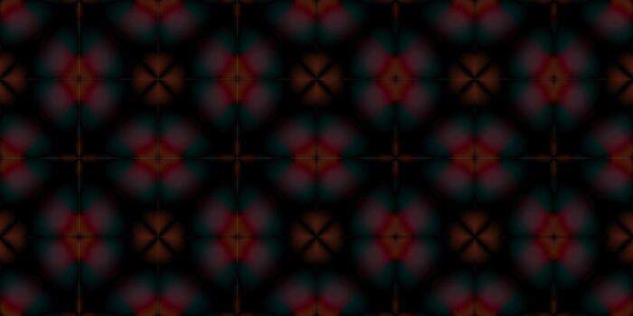 Dark Blurred Abstract Geometric Seamless Pattern with Glowing Orbs. Soft Gradient Background with Light Effects. Glow-Effect Modern Geometric Tileable Background vector