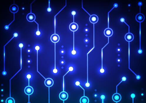 Digital technology circuit background. Data system fiber optic concept. Design for circuit board futuristic network computer virtual light and glow. vector