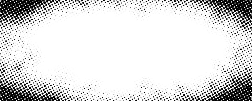 Halftone gradient texture. Grunge dot noise zoom pattern wallpaper. Fading radial dotted frame background. Comic grainy halfton patern backdrop. Cartoon pop art border overlay texure. vector