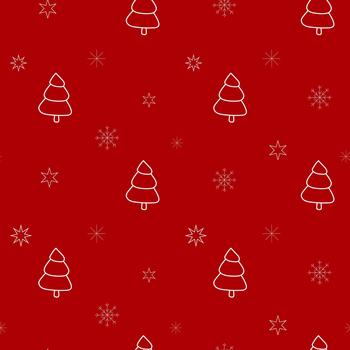 festivo sin costura modelo presentando Navidad árbol y copo de nieve diseños en un vibrante rojo fondo vector