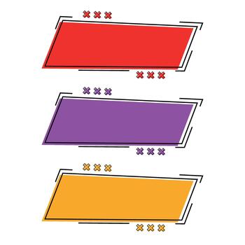 stacked parallelograms with matching x marks in red purple and yellow vector