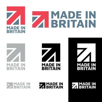 made in britain logo set with arrow design in color and monochrome vector