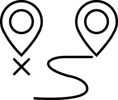 ubicación ruta comienzo y final patas contorno para navegación y viaje camino rastreo vector