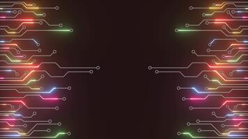 colourful circuit board data moving CPU modern hi-tech artificial intelligence digital loop able technology background video