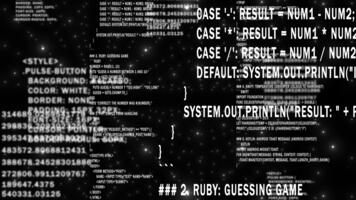 branco e Preto cor rede programação e dados código rolagem, Informática e digital interface estrutura digital fundo video