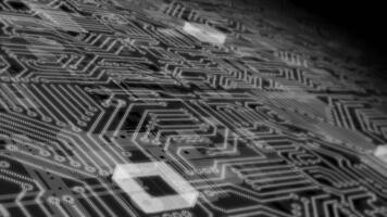 bianca e nero colore computer microchip raggiante circuito tavola futuristico dati trasferimento tecnologia sfondo video