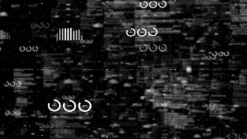 vit och svart Färg flygande genom digital hi-tech rutnät stor data strömma binär koda matris design teknologi bakgrund video