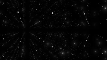 vit och svart Färg flygande genom digital hi-tech stor data strömma binär koda matris design teknologi bakgrund video