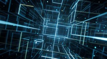 trogen kvant partikel animation, roterande 4d hypercube rutnät med neon rader, avancerad bakgrund 1 video