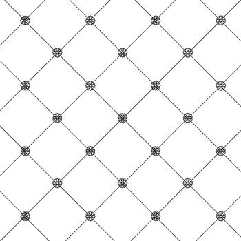 A white background features a repeating pattern of thin, dark diagonal lines intersecting at small, stylized flower motifs, creating a delicate, airy ambiance. vector