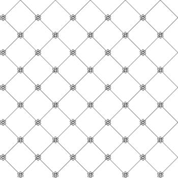 Digital art in the style of a seamless pattern features a repeating grid of small, stylized flowers connected by thin diagonal lines. vector